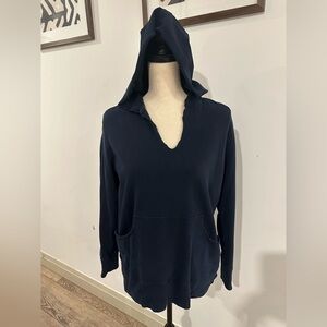 Chico’s Design Cotton Size 0 Navy Blue Women's Hoodie Sweatshirt Lightweight